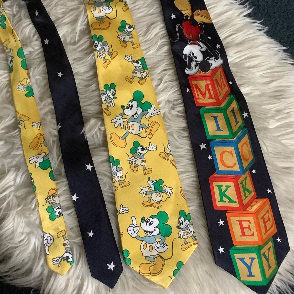Lot of 2 vintage Disney Mickey Mouse silk necktie